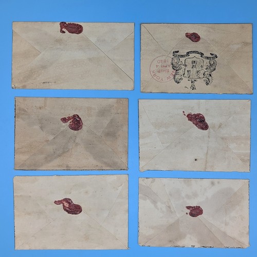 49 - 6 x Reproduction Mulready Letter Sheets: 
- Black Maltese Cross 1840 One Penny Lord Lawrence , Punja... 