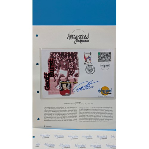 180 - 5 x Personally Autographed First Day Covers: Sir Bobby Charlton, Geoff Hurst, Stirling Moss, Daley T... 