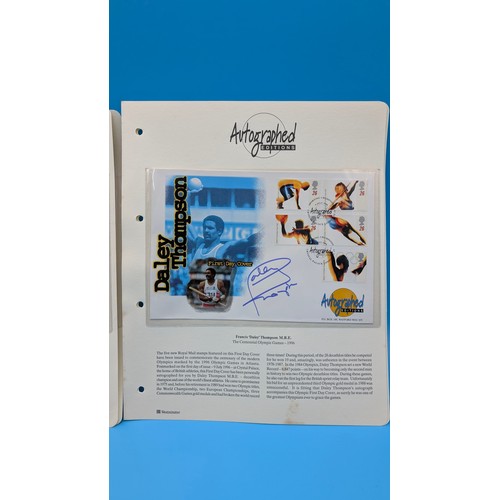 180 - 5 x Personally Autographed First Day Covers: Sir Bobby Charlton, Geoff Hurst, Stirling Moss, Daley T... 