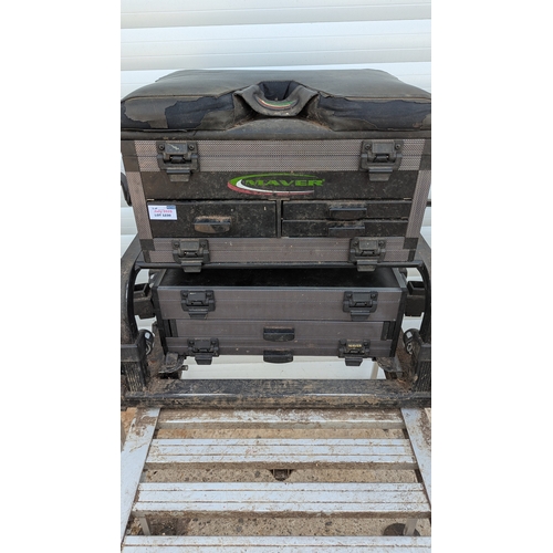 Maver MX3000 Fishing Seat Box - 5 Drawer, 4 Tray Box With Padded Pole ...