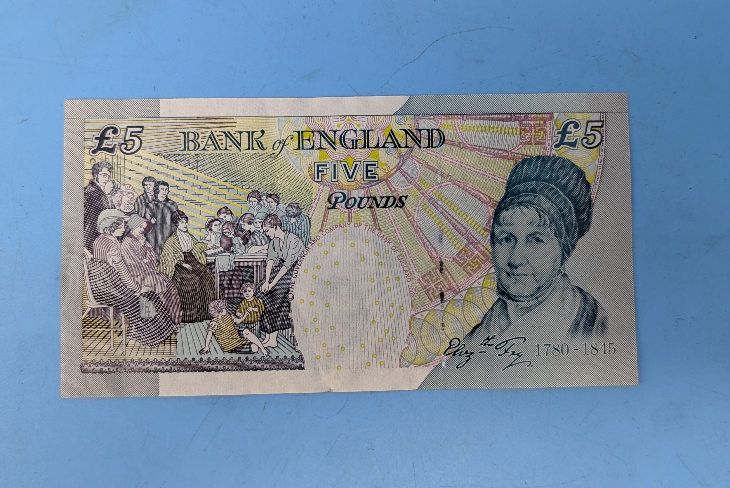 A withdrawn Bank of England £5 note (Elizabeth Fry issue, Series E ...