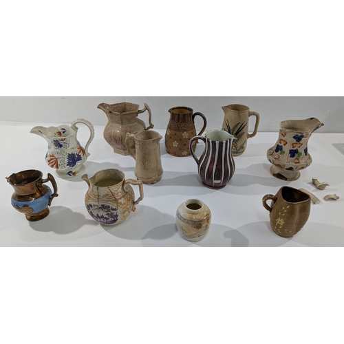 113 - Antique & Vintage Ceramic Jugs and Pitchers – A varied group of creamers, small jugs and water pitch... 