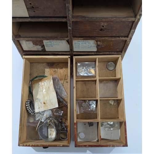 123 - Vintage Watchmaker’s Parts Cabinet w/ Contents

Early–mid 20th century wooden watchmaker’s cabinet w... 