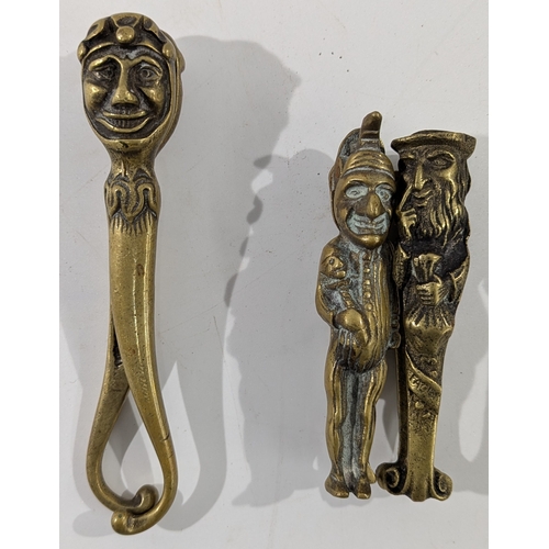 152 - Group of Three Figural Brass Nutcrackers, early–mid 20th century. Including one elongated example wi... 