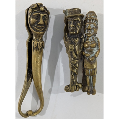 152 - Group of Three Figural Brass Nutcrackers, early–mid 20th century. Including one elongated example wi... 