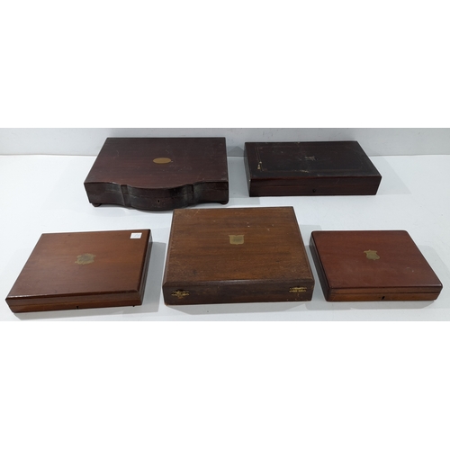 Collection of Wooden Instrument & Document Boxes A group of six ...