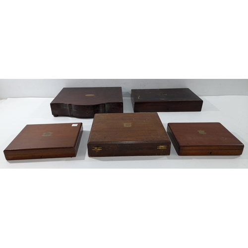 Collection of Wooden Instrument & Document Boxes A group of six ...