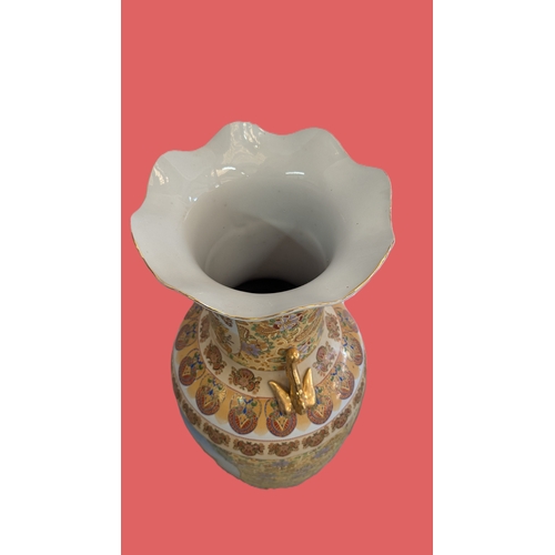 22 - Pair of Vintage Large Satsuma-Style Peacock & Floral Floor Vases Dimensions: Approx. 108cm high × 33... 