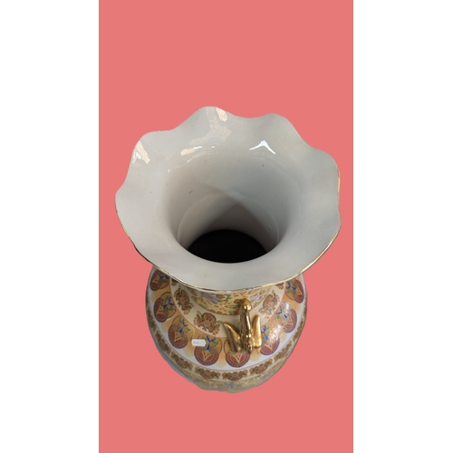 22 - Pair of Vintage Large Satsuma-Style Peacock & Floral Floor Vases Dimensions: Approx. 108cm high × 33... 