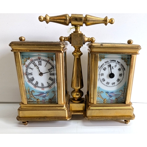 25 - 20th Century Sèvres-Style Brass Twin Clock & Barometer Desk Compendium

Of architectural twin-case f... 