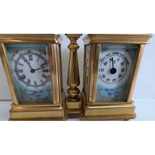 25 - 20th Century Sèvres-Style Brass Twin Clock & Barometer Desk Compendium

Of architectural twin-case f... 