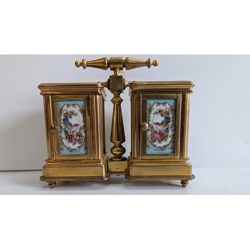 25 - 20th Century Sèvres-Style Brass Twin Clock & Barometer Desk Compendium

Of architectural twin-case f... 