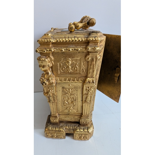 26 - Late 19th Century French Gilt Brass Caryatid Carriage Clock, Circa 1880–1900

Elaborately cast archi... 