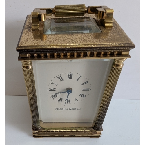 31 - Mappin & Webb Ltd Brass Four-Glass Carriage Clock

White dial signed Mappin & Webb Ltd, with Roman n... 