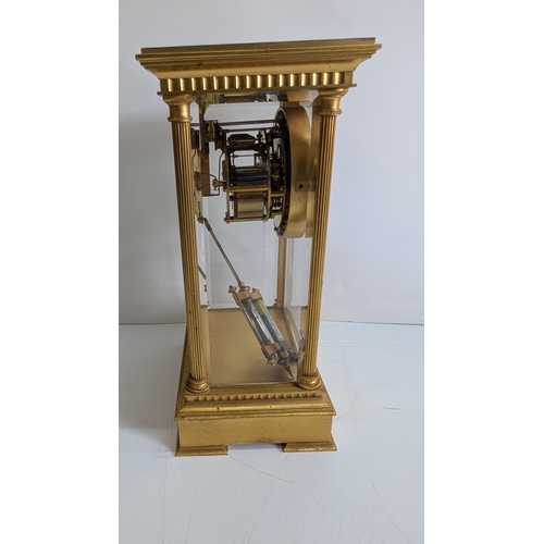32 - Antique French Four-Glass Striking Mantel Clock with Mercury Pendulum

Architectural gilt-brass case... 