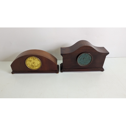 40 - Two Antique Inlaid Mahogany Mantel Clocks

Both with shaped architectural cases, decorative boxwood ... 