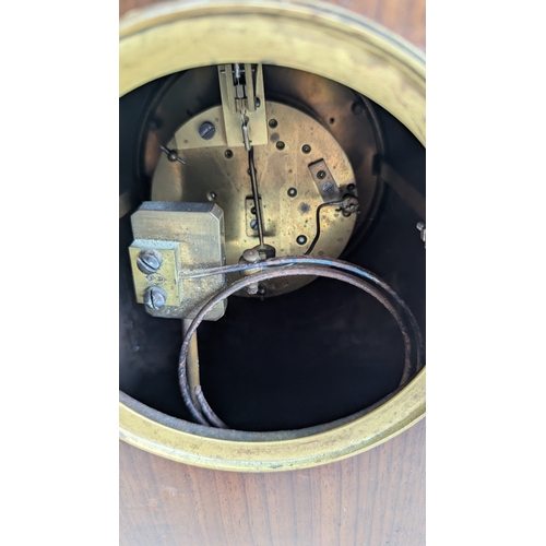 43 - Antique Mahogany & Brass Mounted Bracket / Mantel Clock

White enamel dial with Roman numerals and t... 