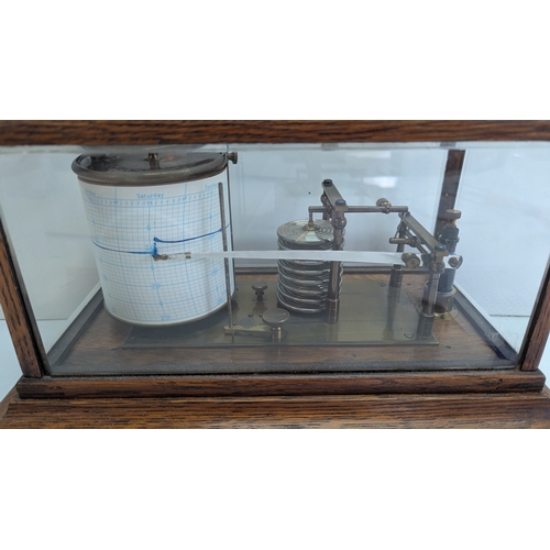 46 - Vintage Short & Mason Ltd London Aneroid Barograph in Glazed Oak Case

Precision meteorological reco... 