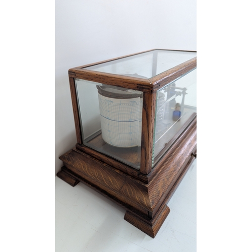 46 - Vintage Short & Mason Ltd London Aneroid Barograph in Glazed Oak Case

Precision meteorological reco... 