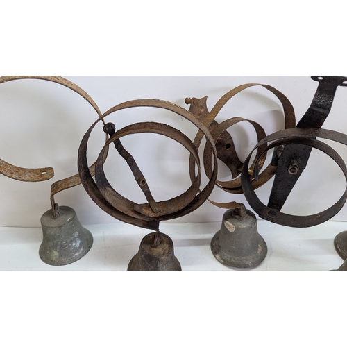 47 - Collection of Six Antique Servants’ / House Bell Springs with Bells

Comprising six wrought-iron spr... 
