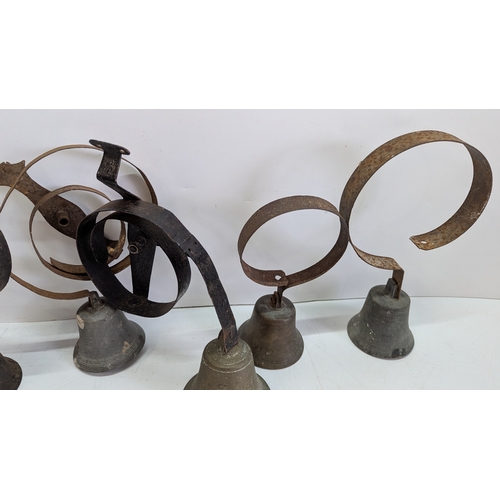 47 - Collection of Six Antique Servants’ / House Bell Springs with Bells

Comprising six wrought-iron spr... 