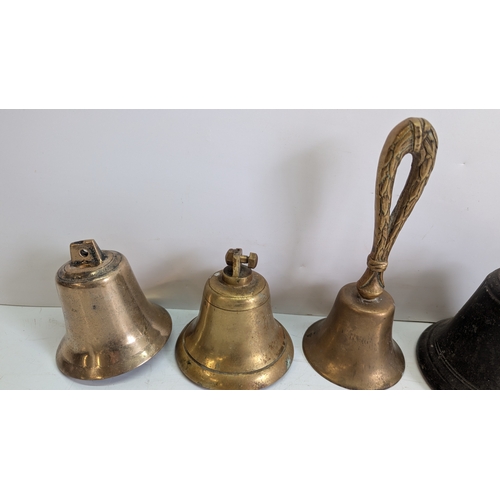 48 - Collection of Five Antique Brass and Metal Bells

Of varying sizes and forms, including three brass ... 