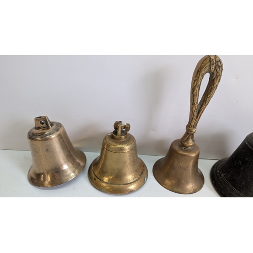 48 - Collection of Five Antique Brass and Metal Bells

Of varying sizes and forms, including three brass ... 