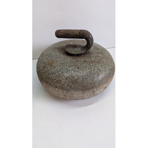 49 - Pair of Victorian Scottish Granite Curling Stones with Original Bronze and Wooden Handles

Of tradit... 