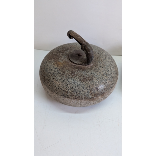 49 - Pair of Victorian Scottish Granite Curling Stones with Original Bronze and Wooden Handles

Of tradit... 