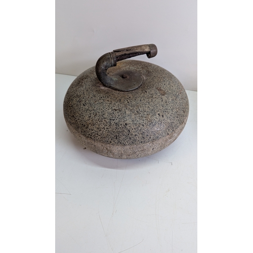 49 - Pair of Victorian Scottish Granite Curling Stones with Original Bronze and Wooden Handles

Of tradit... 