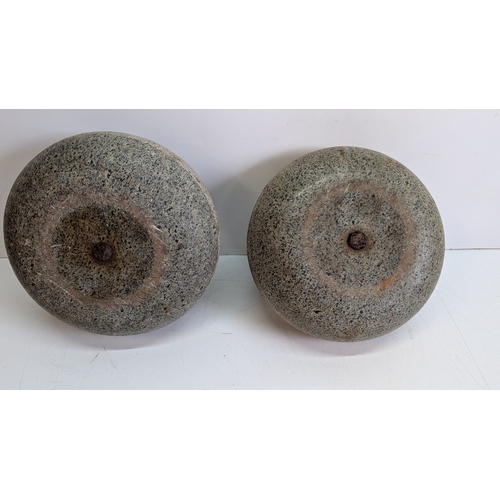49 - Pair of Victorian Scottish Granite Curling Stones with Original Bronze and Wooden Handles

Of tradit... 