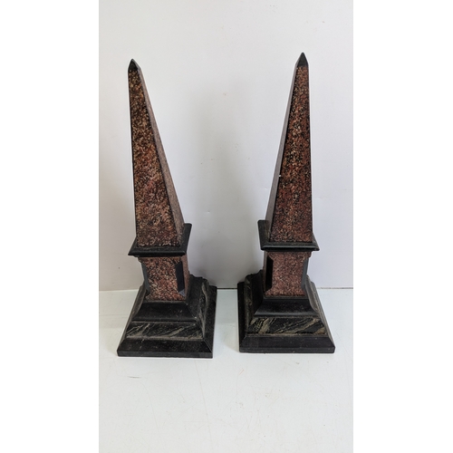 50 - Pair of Grand Tour Style Specimen Marble & Granite Obelisks

Probably Italian, early 20th century, e... 
