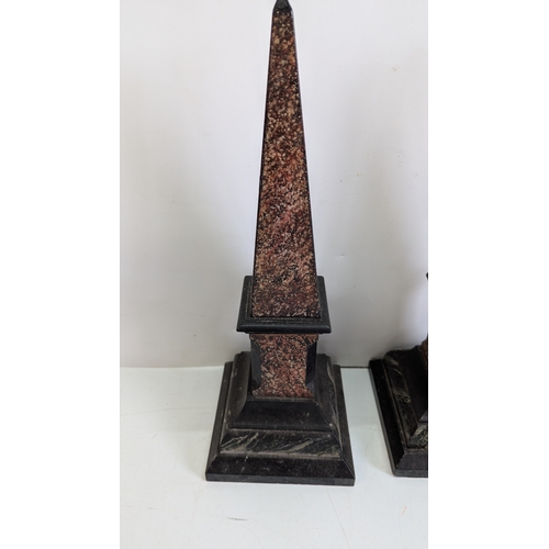 50 - Pair of Grand Tour Style Specimen Marble & Granite Obelisks

Probably Italian, early 20th century, e... 