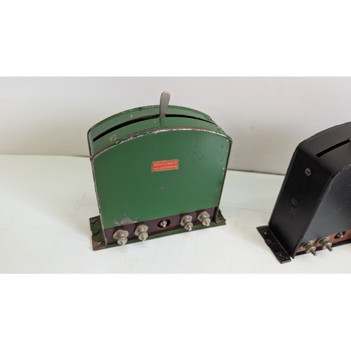 17 - Vintage Bassett-Lowke O Gauge Transformers and Controllers (5)

Five metal-cased units, comprising t... 