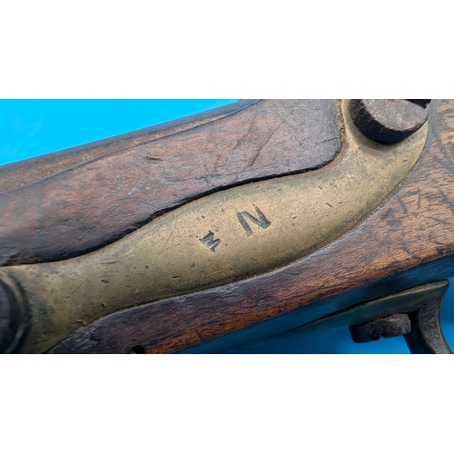 160 - A French Napoleonic First Empire military flintlock cavalry pistol, Model An XIII type, dated 1807, ... 