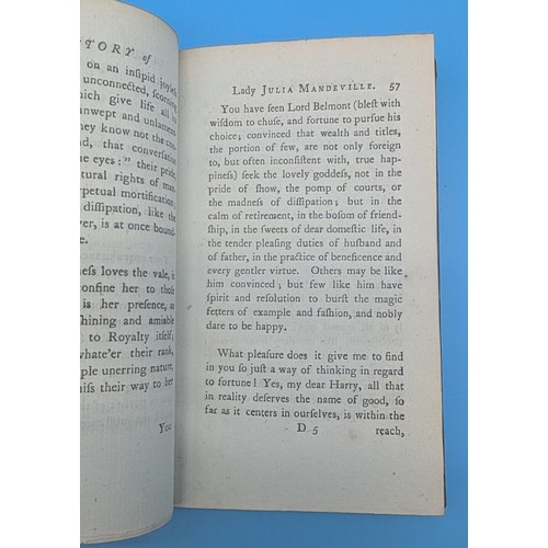 8 - FRANCES BROOKE – THE HISTORY OF LADY JULIA MANDEVILLE, 1788, TWO VOLUMES

Brooke (Frances, 1724?–178... 