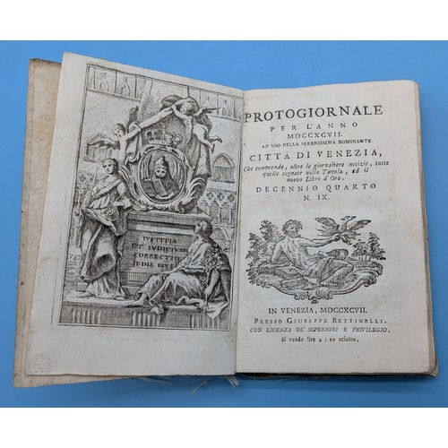 6 - VENICE – RARE 18TH CENTURY EMBROIDERED SILK BINDING – PROTOGIORNALE, 1797

Protogiornale per l'Anno ... 