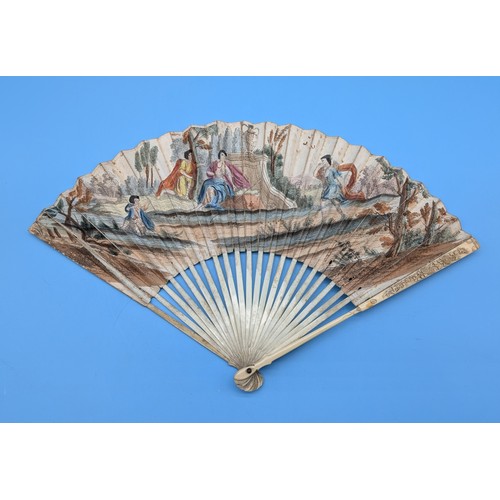 12 - LATE 18TH / EARLY 19TH CENTURY ENGRAVED & HAND-COLOURED FOLDING FAN

An attractive late Georgian fol... 