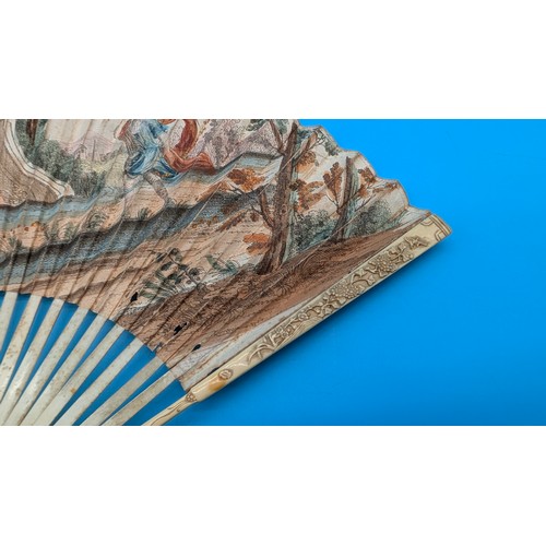 12 - LATE 18TH / EARLY 19TH CENTURY ENGRAVED & HAND-COLOURED FOLDING FAN

An attractive late Georgian fol... 