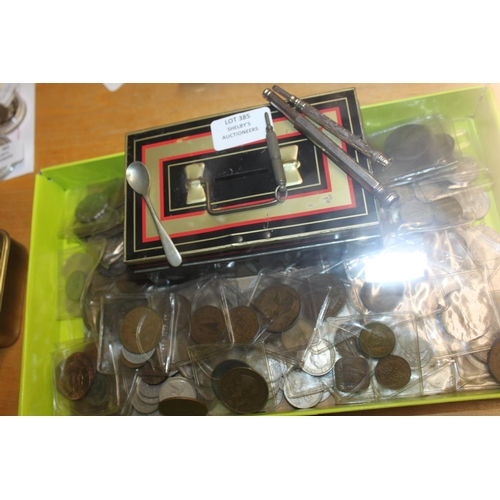 442 - 1 x tray containing various coinage and pencils etc