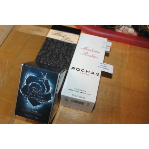 447 - 1 x madam rochas perfume with black lace and van cleef and arpels eau de toilette