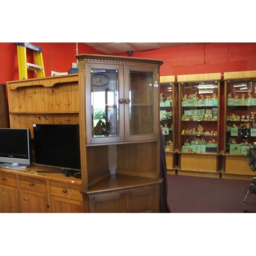 48 - 1 x ercol oak corner display cabinet