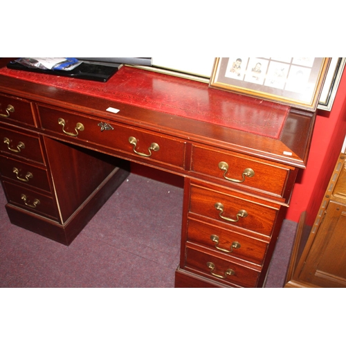 58 - 1 x mahogany leather double pedestal desk