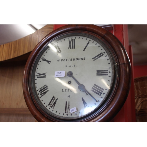 143 - 1 x w Potts and sons  r s b Leeds 4 fusee cased wall clock