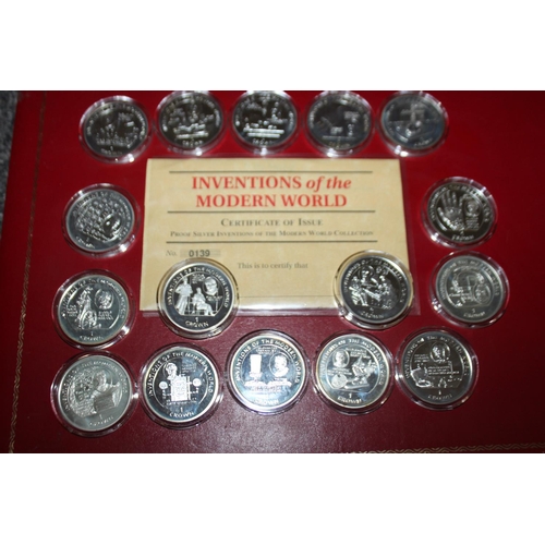 1 - 1 x cased set of Pobjoy mint proof silver 1 crowns inventions of the modern world collection Dated 1... 