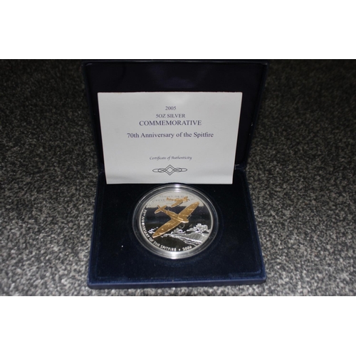 5 - 2006 70th anniversary of the spitfire 5oz 999 fine silver proof 072 of 950 with certificate 65mm Wes... 