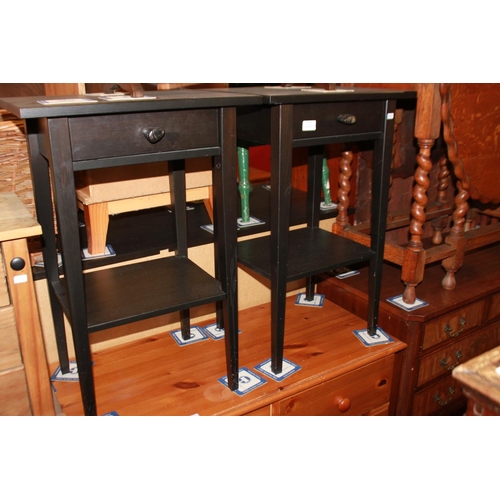 115 - 2 x black ash style single drawer side tables
