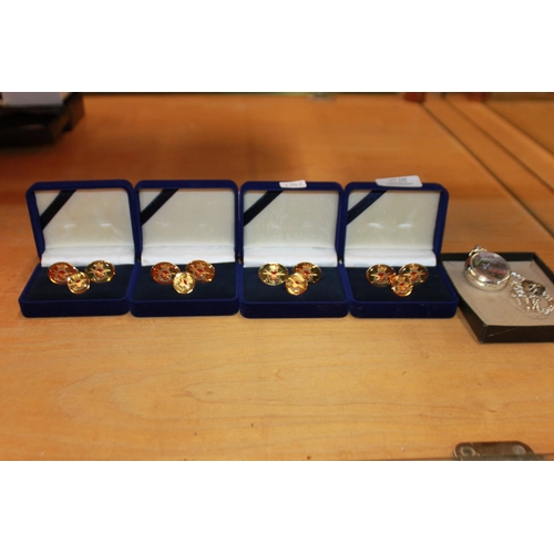 166 - 4 x service men raf cuff links with flying Scots man pocket watch and snake ring