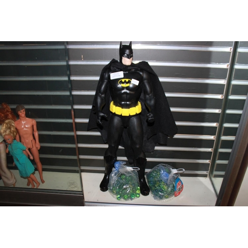 265 - 1 x large batman figure and 2 x bags of marbles