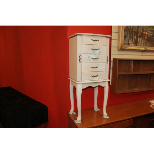 81 - 1 x white painted jewellery cabinet